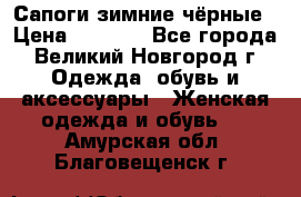 Сапоги зимние чёрные › Цена ­ 3 000 - Все города, Великий Новгород г. Одежда, обувь и аксессуары » Женская одежда и обувь   . Амурская обл.,Благовещенск г.